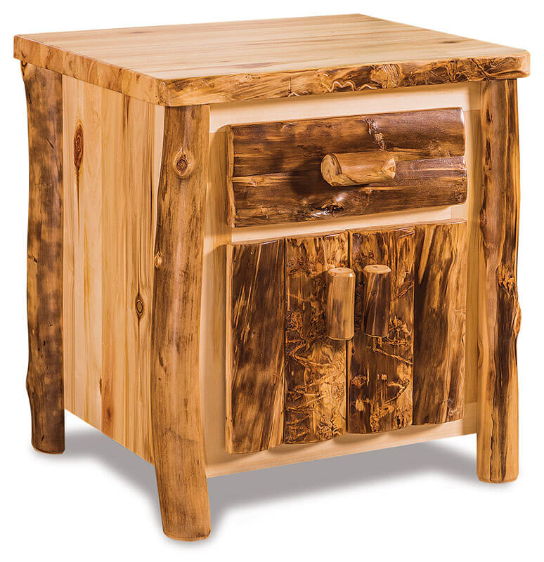 Fireside Log Furniture 1 Drawer 2 Door Nightstand Aspen