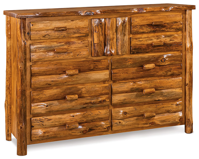 Fireside Log Furniture 10 Drawer 1 Door Dresser Rustic Pine