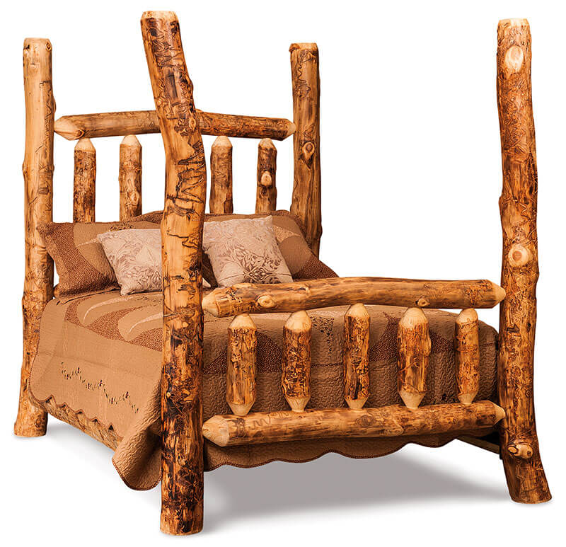 Fireside Log Furniture Full 4 Poster Bed Aspen