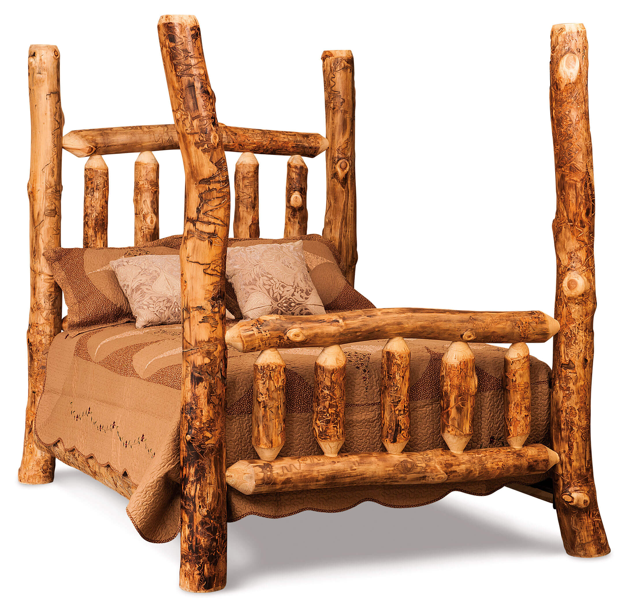 Fireside Log Furniture Full 4 Poster Bed Aspen