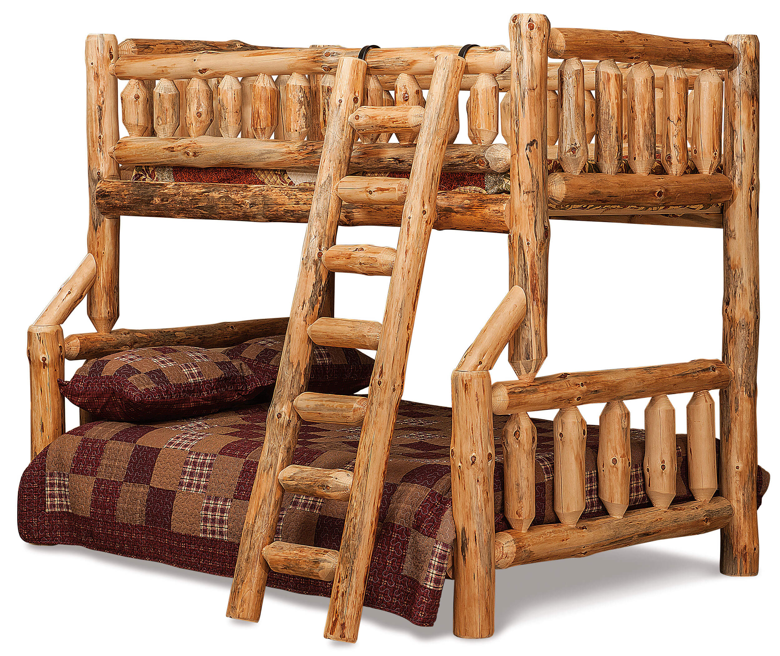 Fireside Log Furniture Full-Twin Bunk Bed Rustic Pine