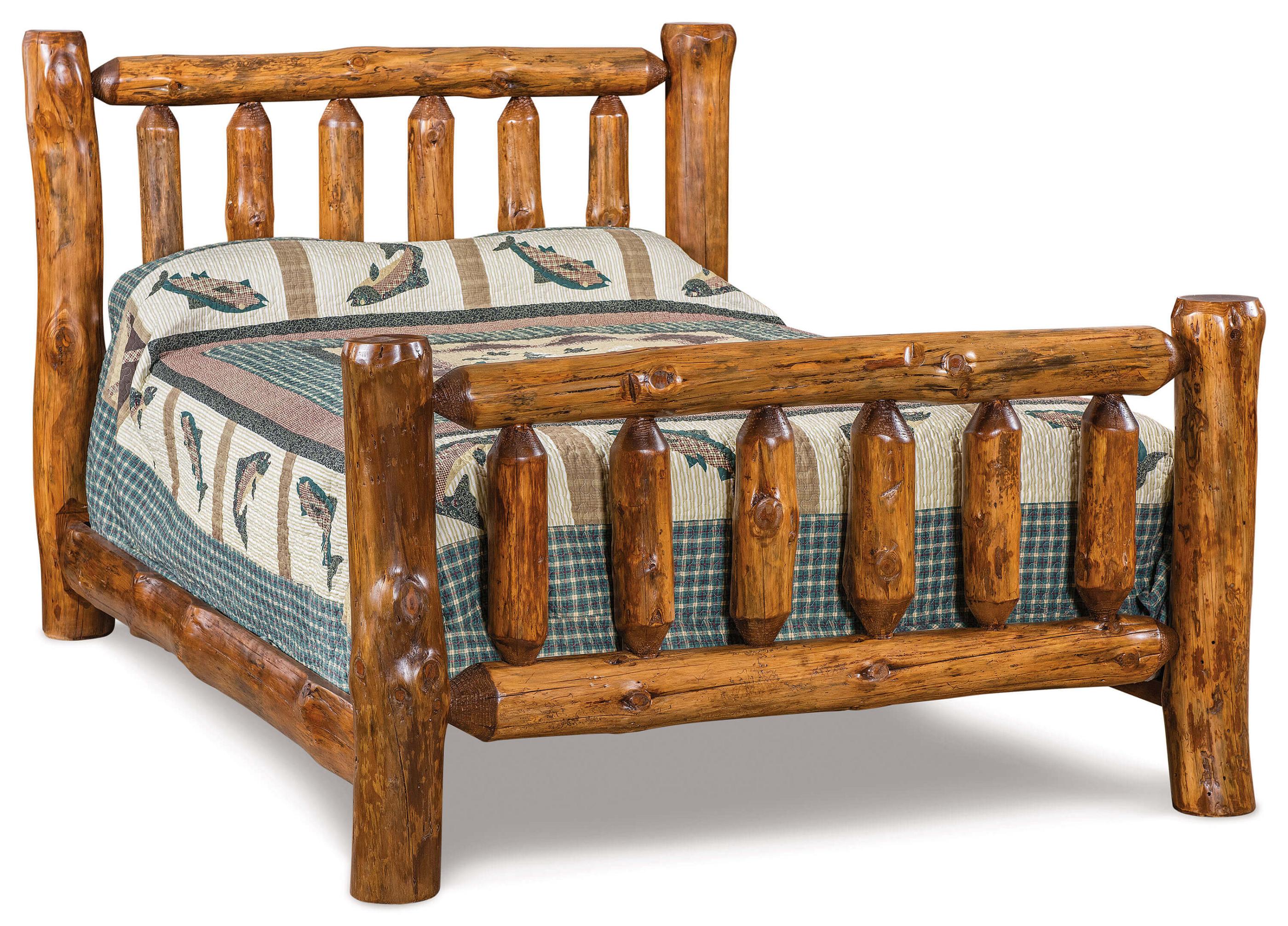 Fireside Log Furniture Queen Bed Rustic Pine Sealey Stain