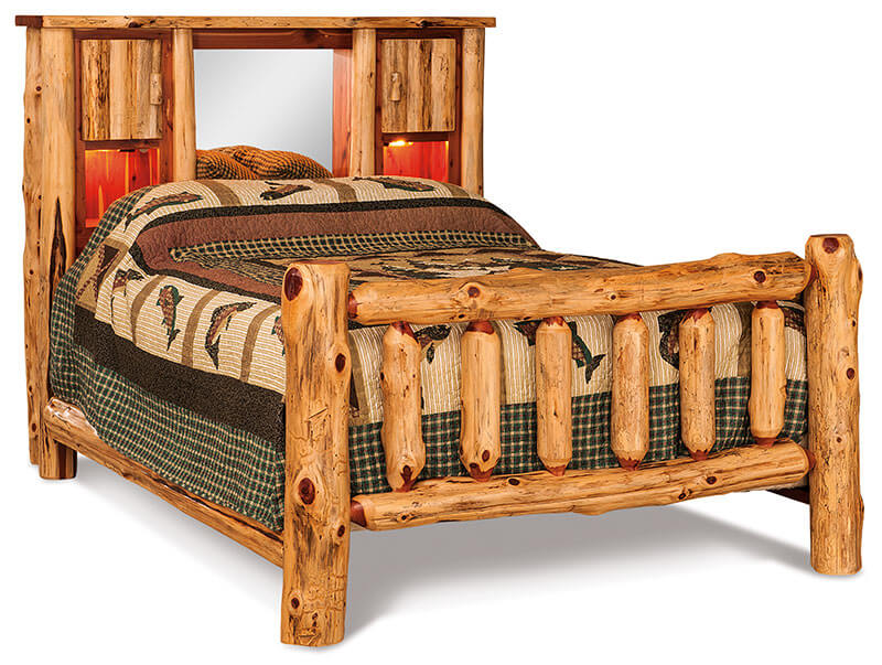 Fireside Log Furniture Queen Bookcase Bed Red Cedar