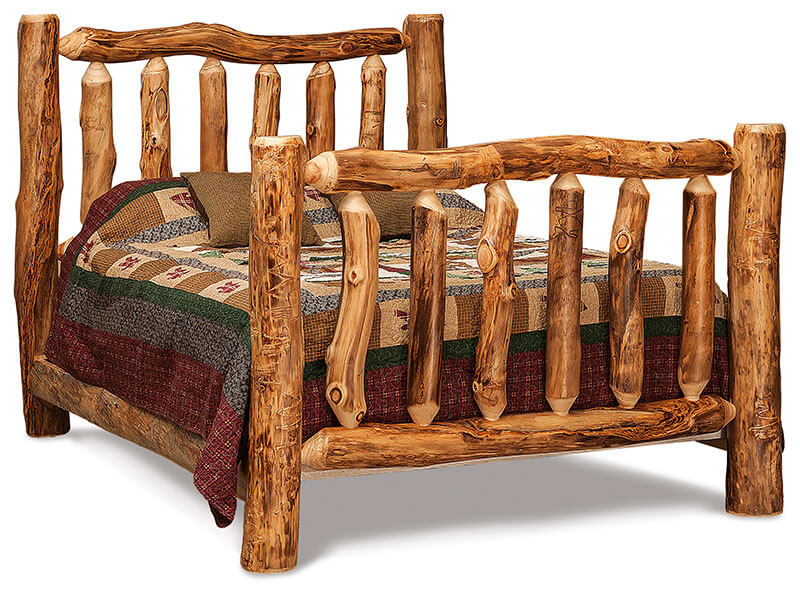 Fireside Log Furniture Queen Extra High Bed Aspen