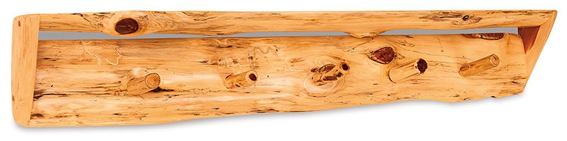 Fireside Log Furniture 5 ft. Slab Shelf with Pegs Red Cedar