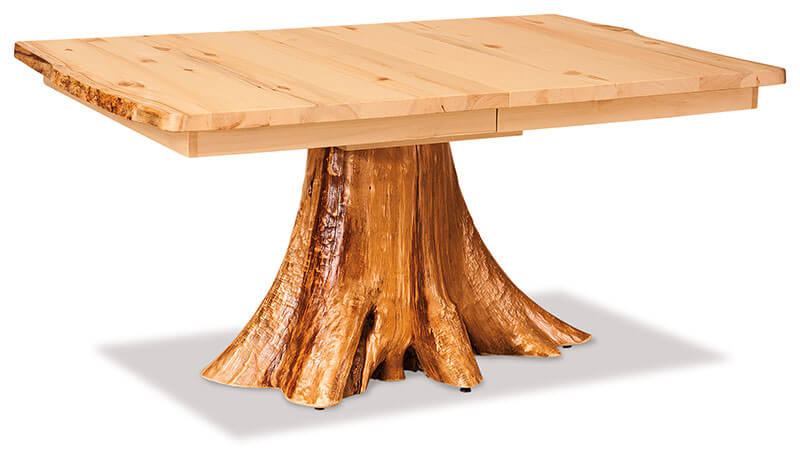 Fireside Log Furniture Leaf Table with Stump Aspen