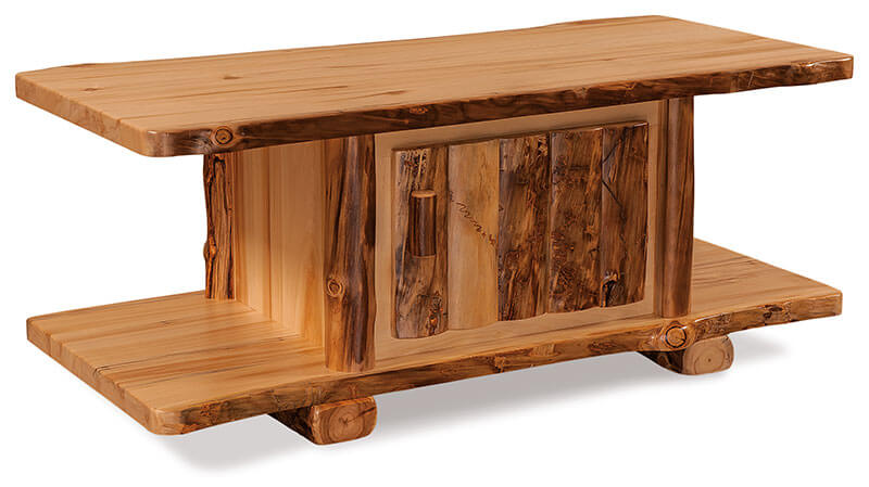 Fireside Log Furniture Coffee Table with Door