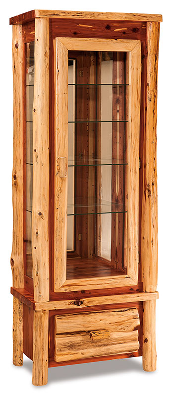 Fireside Log Furniture Curio Cabinet with Touch Light