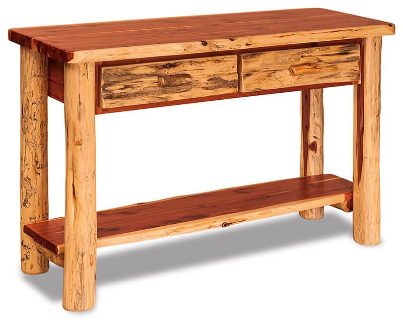 Fireside Log Furniture Sofa Table with Drawers