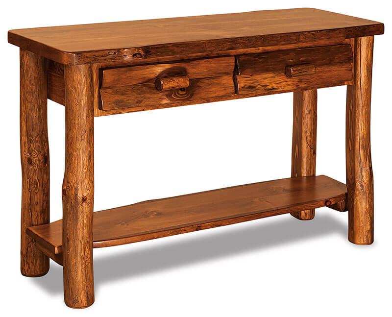 Fireside Log Furniture Sofa Table with Drawers