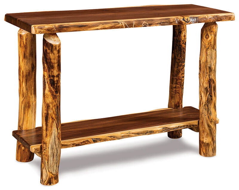 Fireside Log Furniture Sofa Table with Shelf