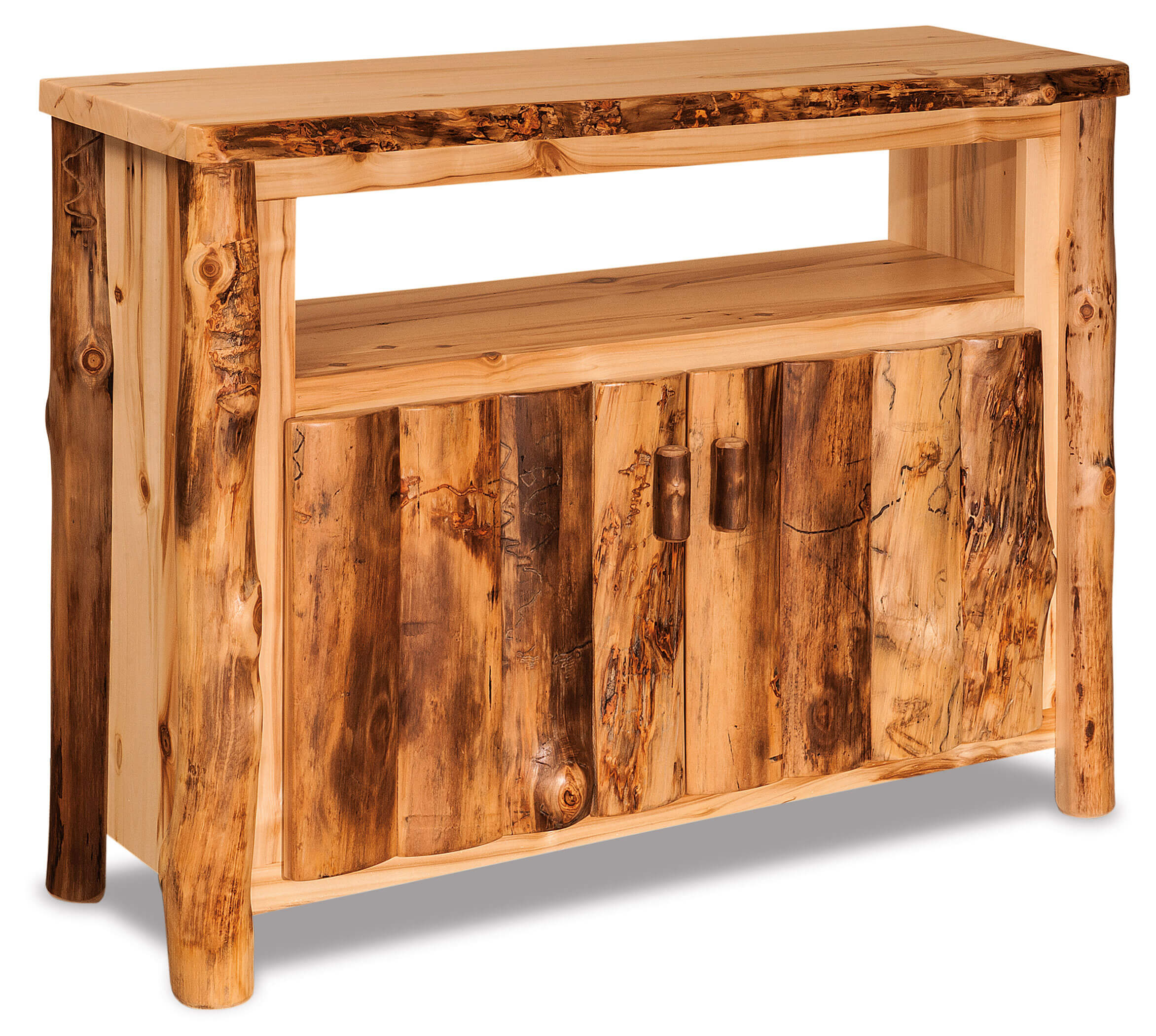 Fireside Log Furniture TV Stand with Opening