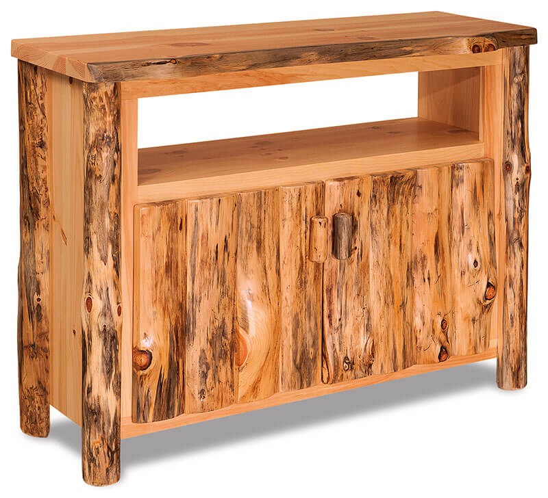 Fireside Log Furniture TV Stand w/Opening