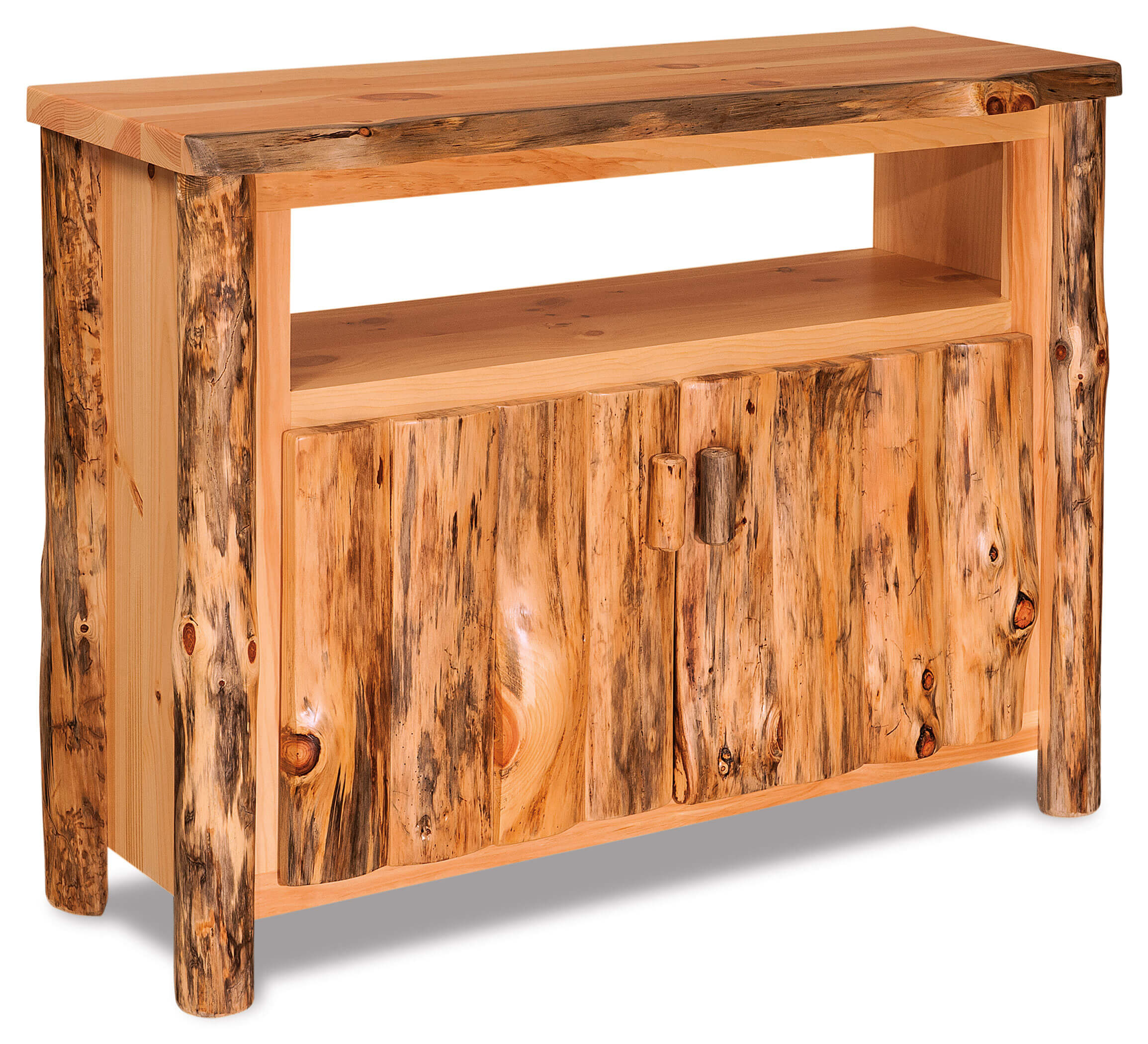 Fireside Log Furniture TV Stand w/Opening