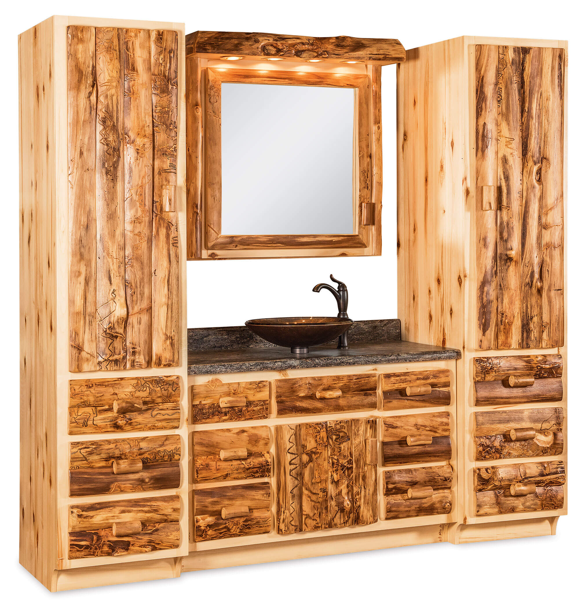 Fireside Log Furniture Bathroom Vanity and Towers