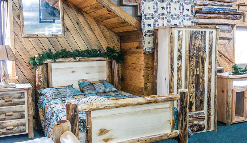 Dutchman Log Furniture Showroom Rustic Bed