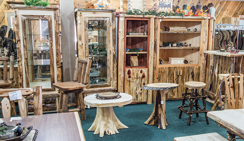 Dutchman Log Furniture Showroom Rustic Cabinets and Tables
